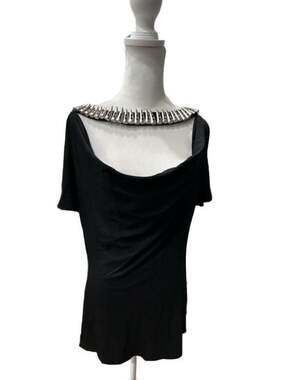 The Look Randolph Duke Size M Black Dress Cowl Neck Silver Spike Collar